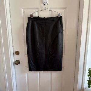 Classic Black Pencil Skirt with Curved Panel